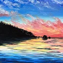Coastal Sunset - Beginner Acrylic Step-by-Step Class