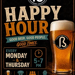 Monday and Thursday Happy Hour at Grossen Bart Brewery (5–7 PM)