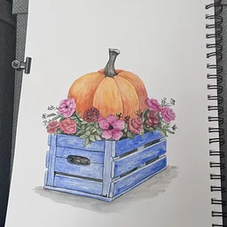 Watercolor Class: Autumn in a Blue Crate