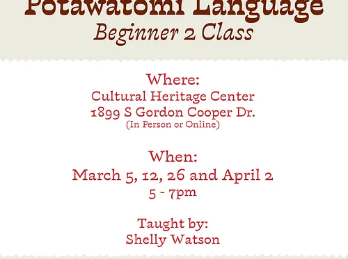 Potawatomi Language Beginner 2 Class