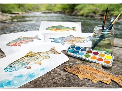 Print & Watercolor Fish Workshop