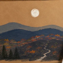 Catskills Autumn Landscape: Acrylic & Oil Pastels
