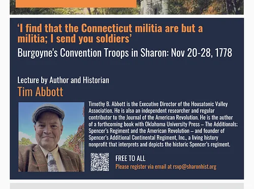 Tim Abbott Lecture: Burgoyne’s Convention Troops in Sharon: Nov 20-28, 1778